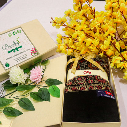 Bamboo Stole – Elegant Black Soft & Sustainable Shawl for Men and Women | Made in India