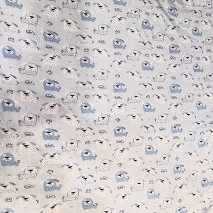 Soft bamboo lycra knit fabric with blue baby animal digital print