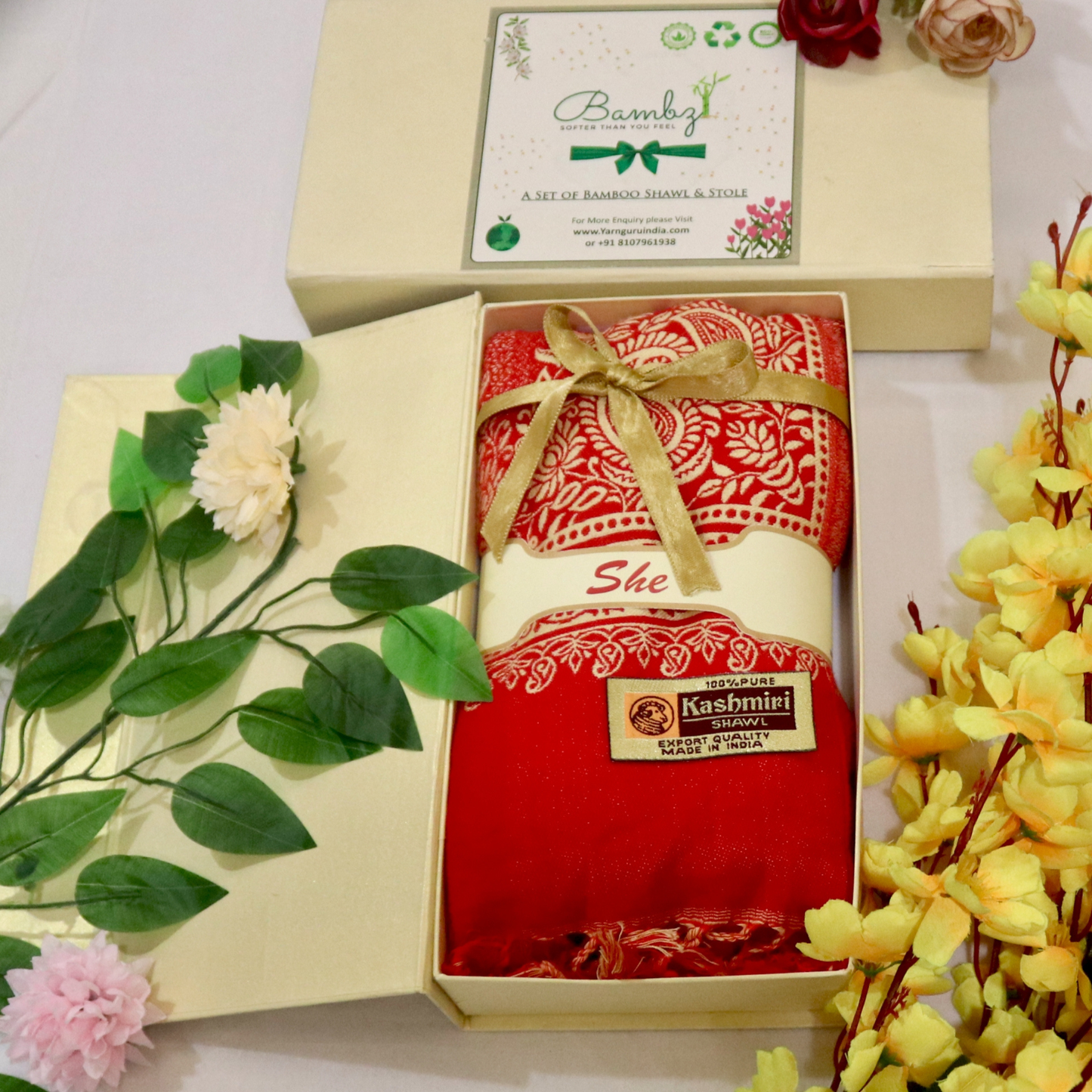 Kashmiri Acrylic Stole – Elegant Red Soft & Warm Shawl for Women | Made in India